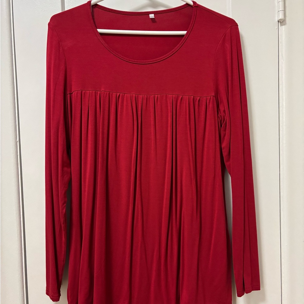 Elegant Red Long Sleeve Top
